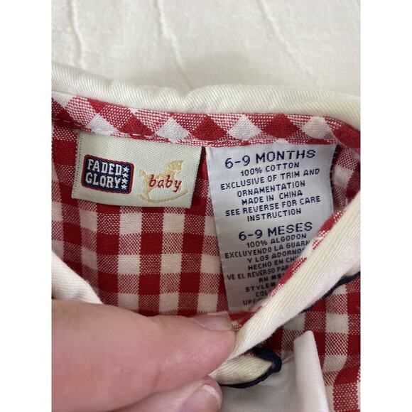 Faded Glory Baby Girl Dress Size 6-9M Vintage Y2K Red White GIngham Check Sailor - Picture 11 of 16